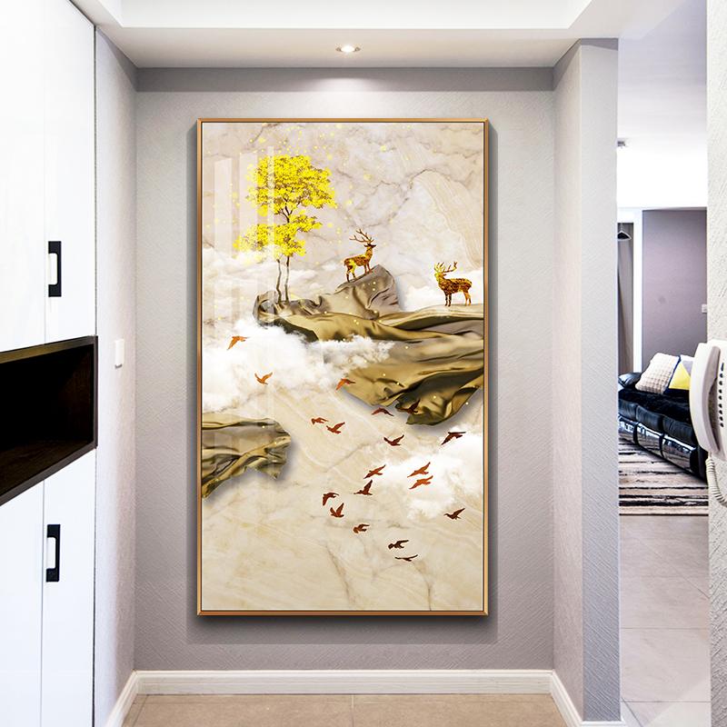 现代简约玄关装饰画抽象轻奢新中式餐厅壁画背景墙过道走廊大挂画