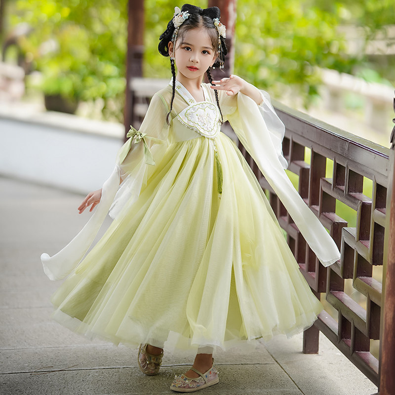 汉服夏季女童2023新款儿童连衣裙古风唐装超仙裙子女孩公主裙夏装