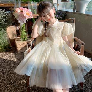 女童夏季裙子2024新款连衣裙儿童洋气国风中式旗袍女孩夏装公主裙