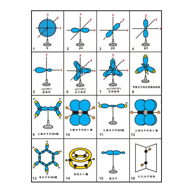 电子云杂化轨道模型人教16件化学教具教学仪器教学仪器