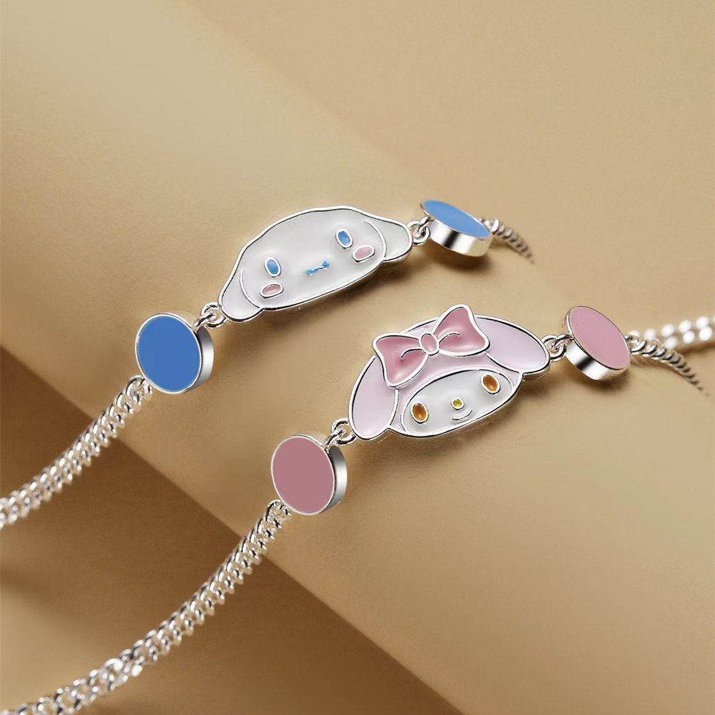 925纯银手镯女公主kitty凯蒂猫可爱卡通情侣手链情人节礼物送女友