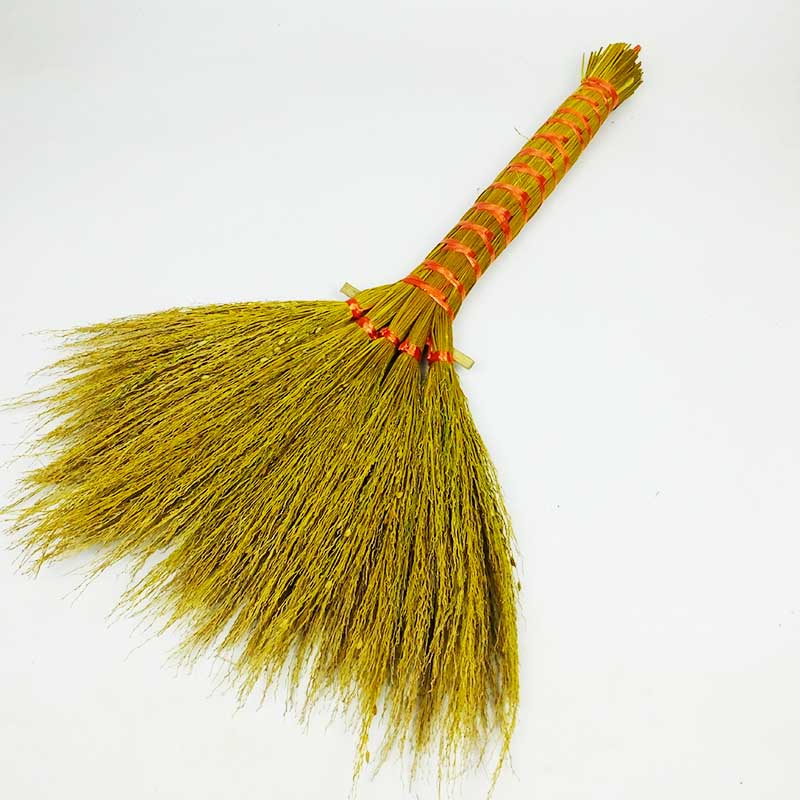 家用扫把手工编织扫把地板清洁糯稻草扫把制品条柄帚软毛扫地笤帚