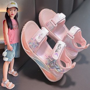 女童库洛米卡通凉鞋2024夏季新款可爱公主鞋儿童防滑软底沙滩鞋子