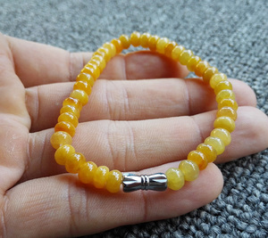 已结缘 天然黄 a货翡翠黄翡算盘珠手链