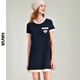 HAVVA2024夏季新款短袖连衣裙女气质短款宽松裙子显瘦直筒裙Q2646