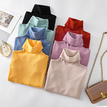 Pregnant women's high collar sweater autumn and winter new style with bottom coat elastic loose long sleeve warm top pregnant mother's T-shirt