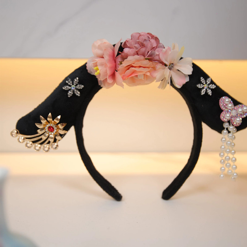 网红2022年新款贵人旗头发箍贵妃娘娘清朝格格发箍女洗脸宫廷风