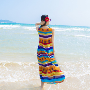 巴厘岛沙滩裙女夏海南三亚显瘦海边度假波西米亚长裙仙大码海滩裙