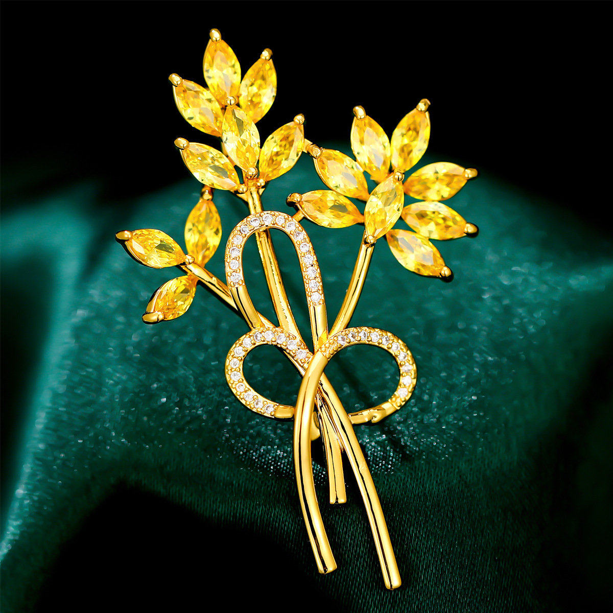 韩版时尚胸针别针高档女士珍珠水钻树叶子胸针胸花厂家直销可定做