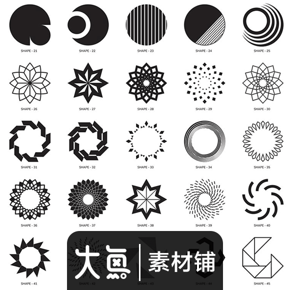 0464简约几何图形logo图标辅助图形设计模板无缝背景