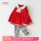 小女童宝宝春装两件套装外穿春秋季3婴儿童0一1周岁红色新年衣服3