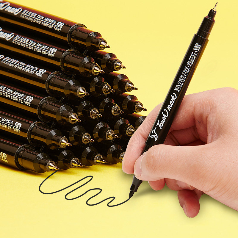 touchmark小双头勾线笔儿童美术用绘画描边线描勾线水性记号笔画线