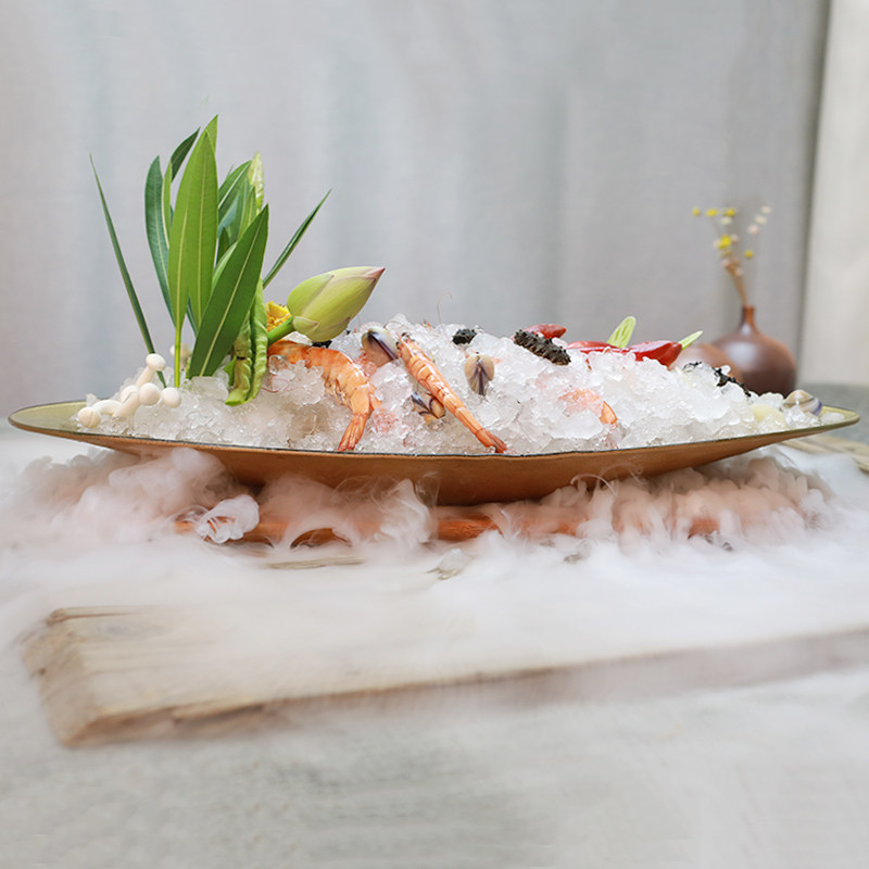 钢化玻璃干冰刺身冰盘生鱼片龙虾海鲜拼盘日本料理寿司三文餐具