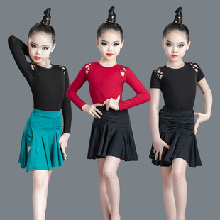 女童拉丁舞练功服秋季套装时尚分体裙专业比赛短袖少儿舞蹈中国风