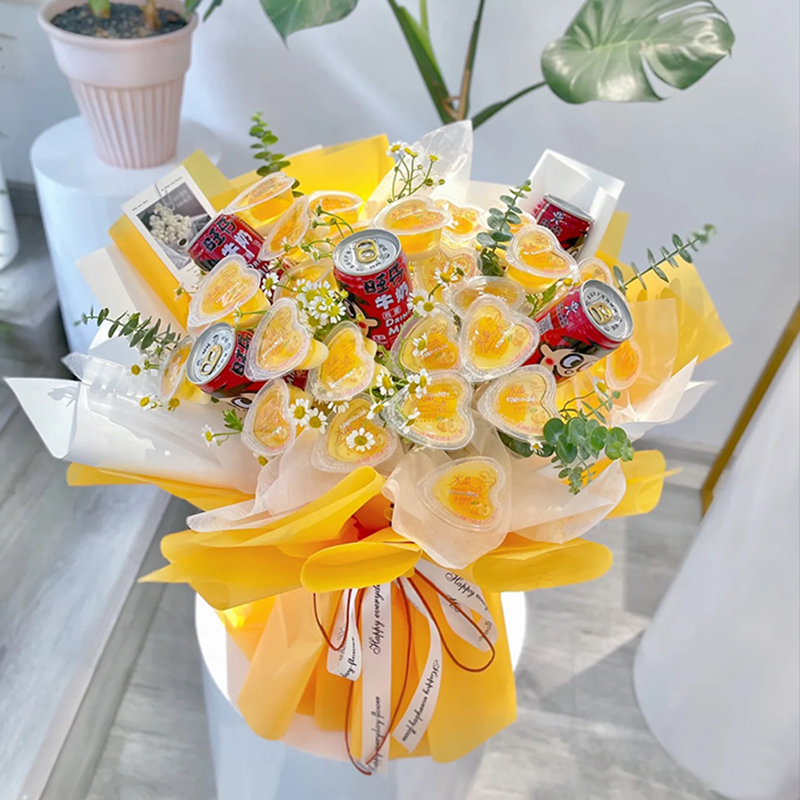创意零食果冻花束成品鲜花速递北京上海广州天津深圳杭州同城配送