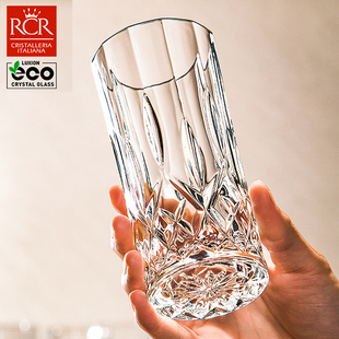 意大利进口RCR水晶玻璃高档欧式刻花家用喝水杯饮料牛奶果汁杯子