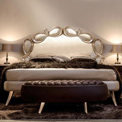 欧式皮艺双人床法式浪漫双人婚床创意实木床新古典公主床可定制