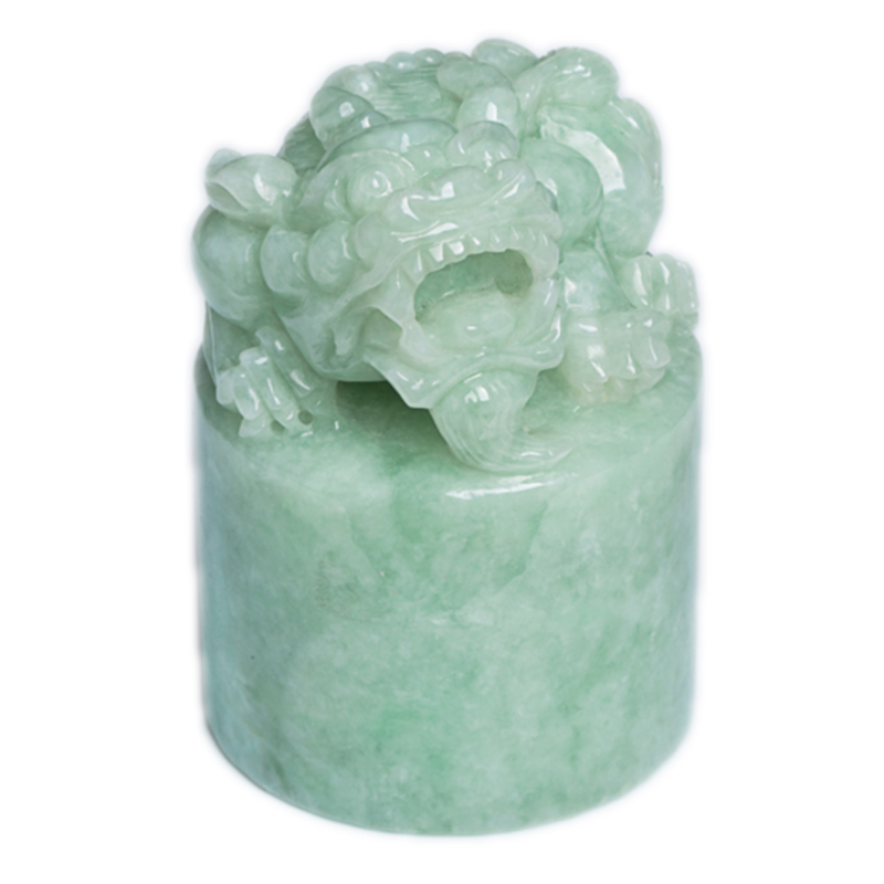 【实物已检】天然a货翡翠冰糯种浅绿玉玺书房摆件送礼佳品 0.50kg