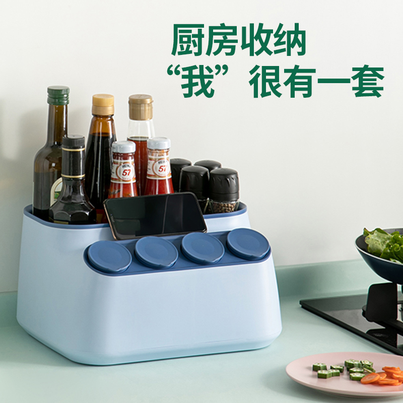 厨房调料盒套装家用组合装调味品佐料罐盐味精收纳一体多格调料罐|ruв категории кухня/посуда, кухонный Гаджет/кухня хранения, тарного хранения/кухня хранения посуды, приправы бутылки - от Buy2taobao.com для оказания профессиональной услуги покупки агента Taobao
