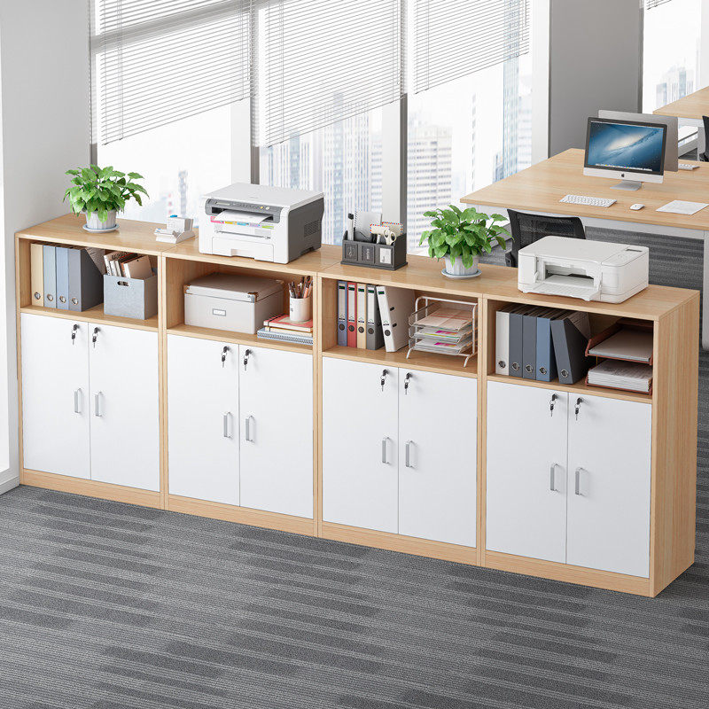 办公室隔断柜文件柜带锁靠墙书柜矮柜木质屏风收纳储物档案柜边柜