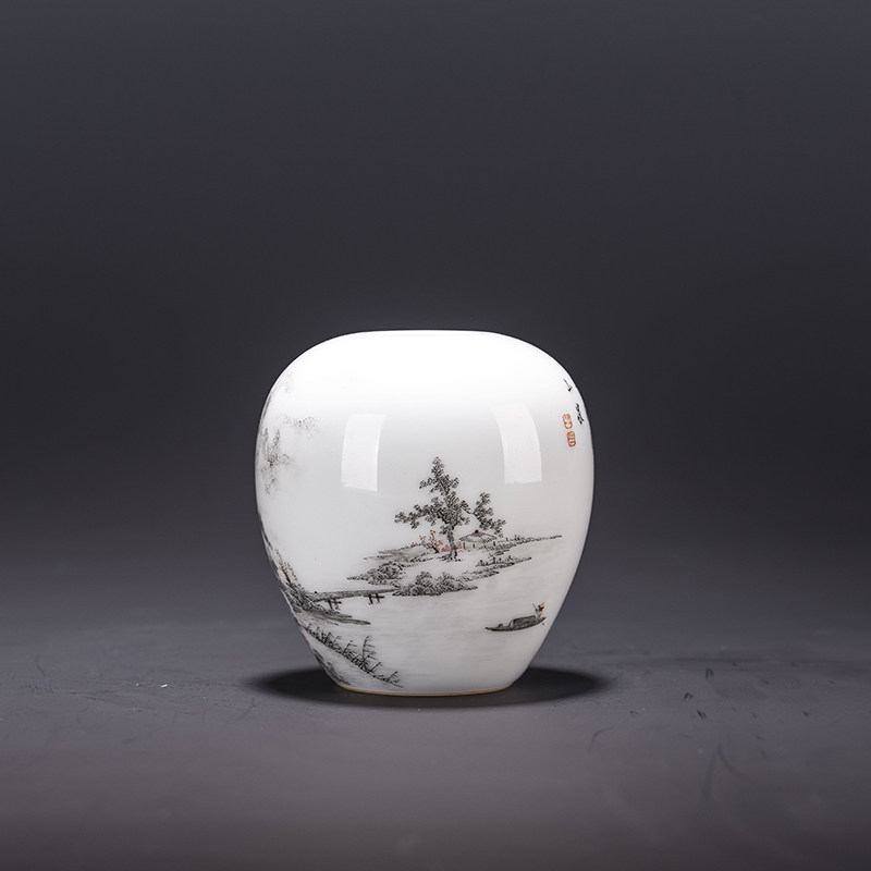 青年陶瓷艺术家 陈慕青作品 墨彩山水水禹