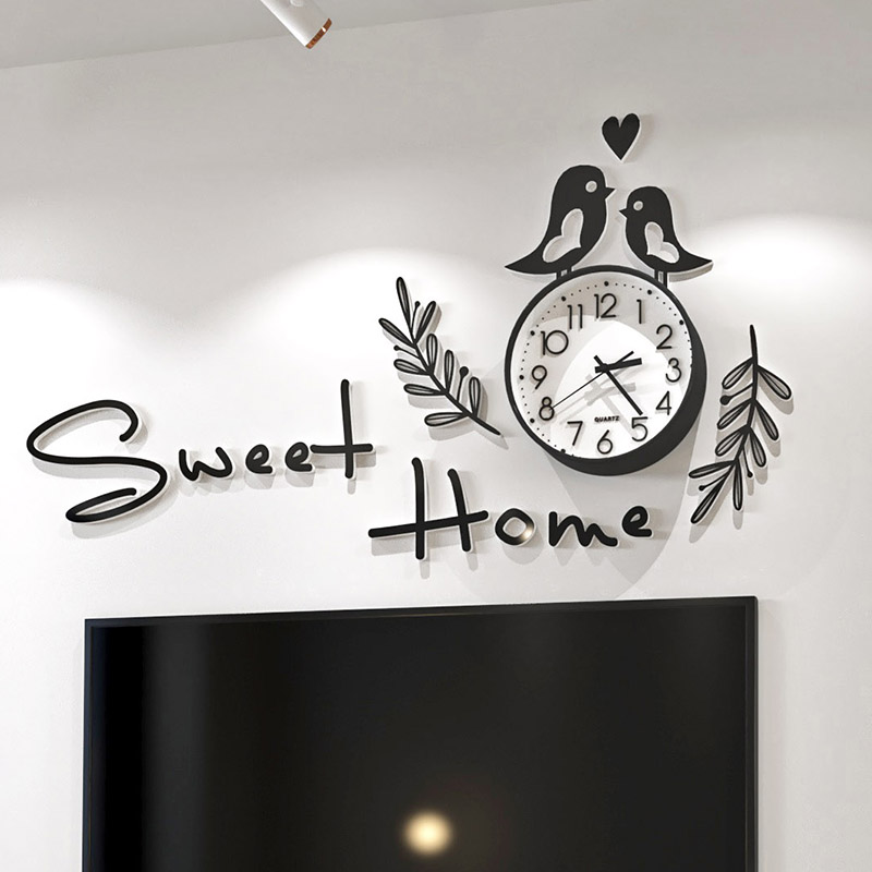 sweet home免打孔挂钟客厅家用钟表时尚个性创意艺术现代北欧时钟