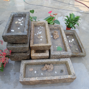 猪食槽石头猪食槽水泥猪食槽水泥大猪小石槽老旧石槽民间流水摆件