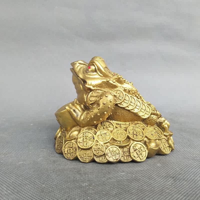 招财风水铜金蟾摆件铜三足元宝八卦蟾蜍七星金青蛙中式家居门厅
