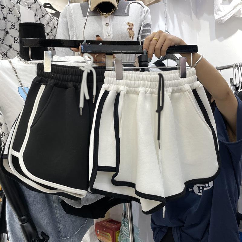 韩国东大门2023年夏季女装新款撞色包边宽松休闲高腰运动阔腿短裤