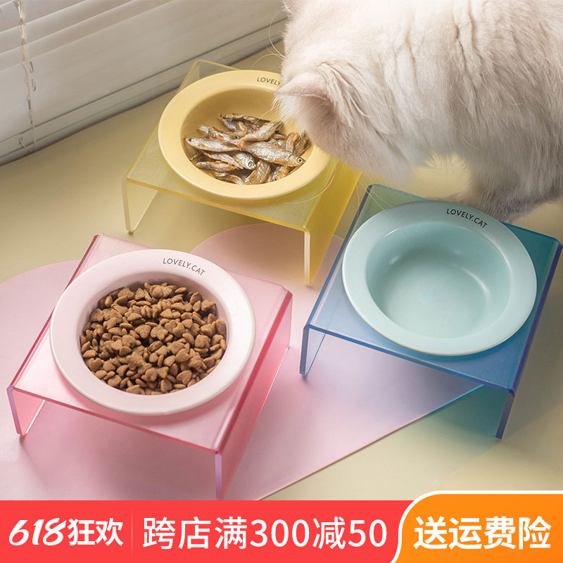 猫碗陶瓷飞碟碗猫食盆狗碗宠物猫咪盘