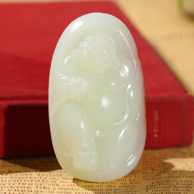 玉石手把件男士款佛公新疆和田玉笑佛白玉籽料弥勒佛把玩件101g