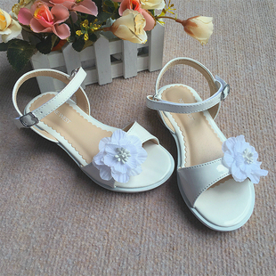 欧美风格进口材质立体花朵魔术贴橡胶底女童凉鞋 7-12码