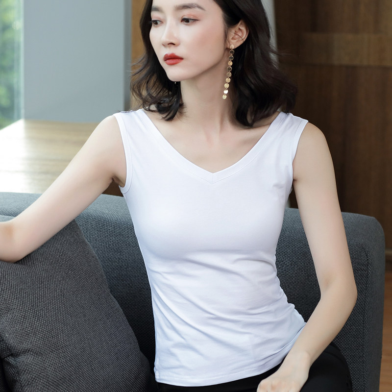 女士吊带背心纯白色