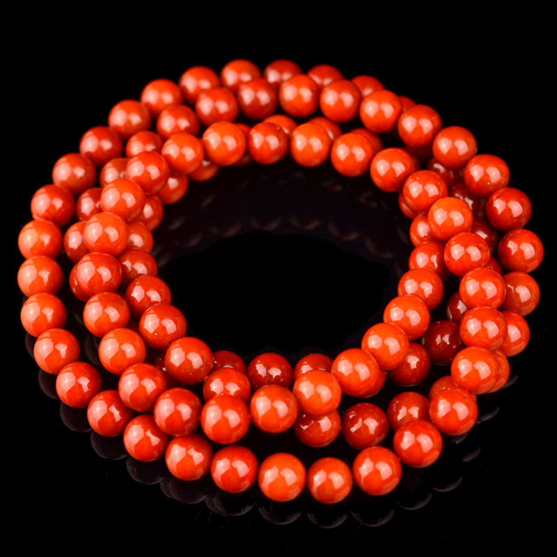 86.39克 13mm 天然玫瑰红南红玛瑙圆珠珠链