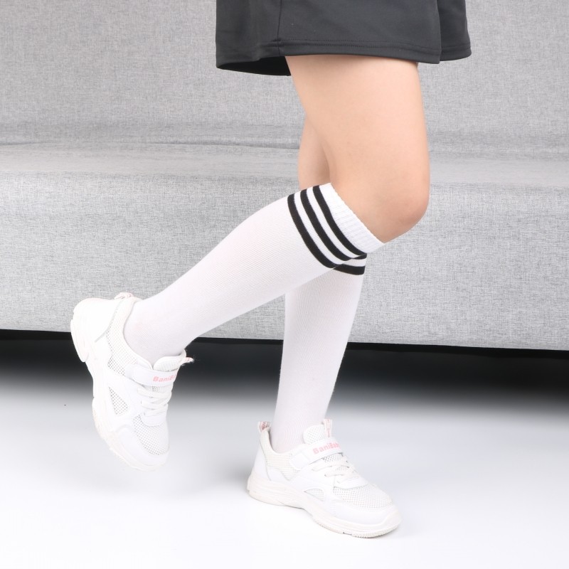 儿童高筒袜黑色纯棉女童半腿袜春夏薄男童中筒袜白色小学生足球袜