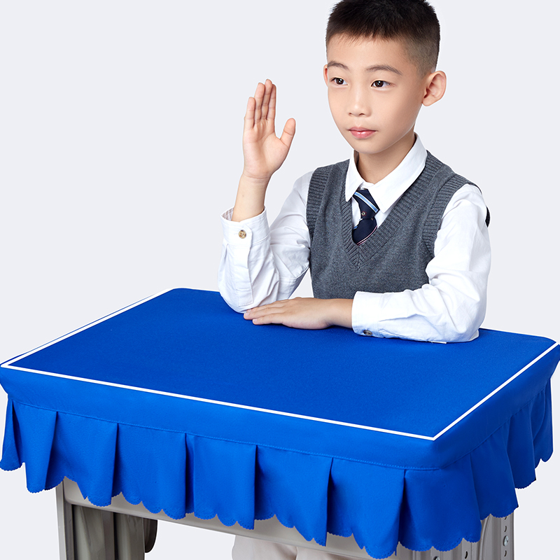小学生桌布桌罩课桌套罩一年级学校长方形蓝色书桌学习桌专用桌套