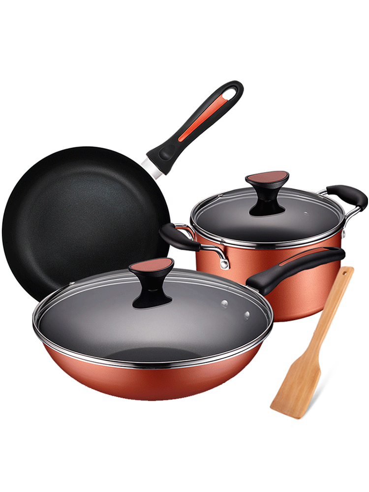 官方旗舰店正品爱仕达锅具套装不粘锅厨房全套家用三件套平底炒汤