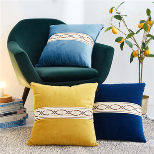 毛绒抱枕蕾丝抱枕套欧式简约沙发靠枕办公室 腰枕法兰绒头枕45x45