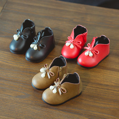 秋冬季新款小宝宝学步鞋0-3岁婴儿鞋女童小短靴儿童皮鞋加绒保暖