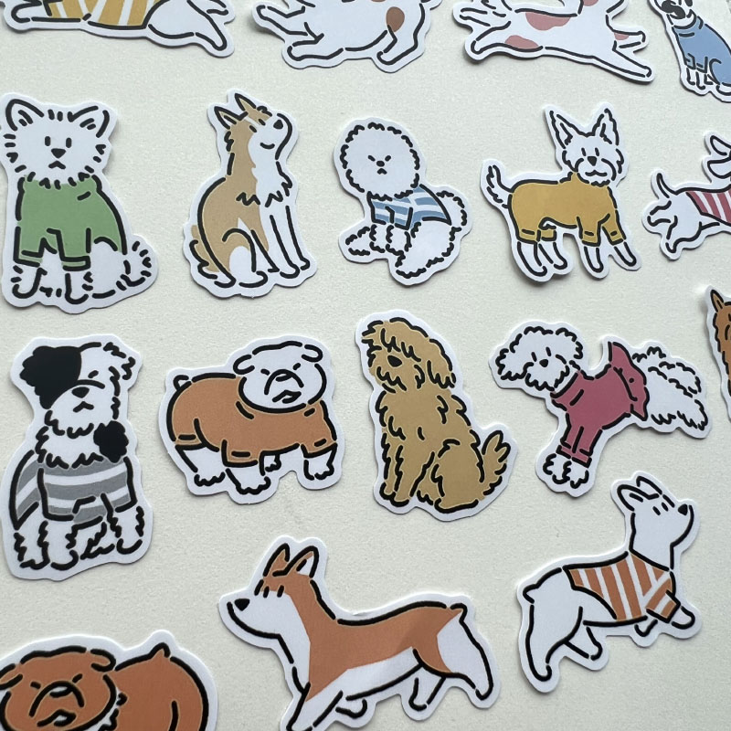 手帐贴纸卡通可爱宠物小狗各种各样的狗狗贴纸日记本相册拼贴素材
