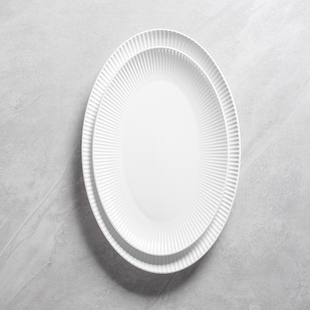 创意白色新款椭圆形酒店餐具大号陶瓷装菜盘碟子鱼盘家用蒸鱼盘子