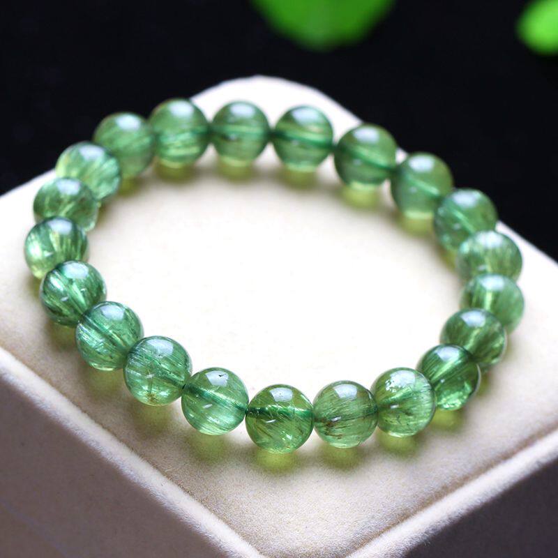 天然磷灰石手链绿色猫眼10毫米典藏品