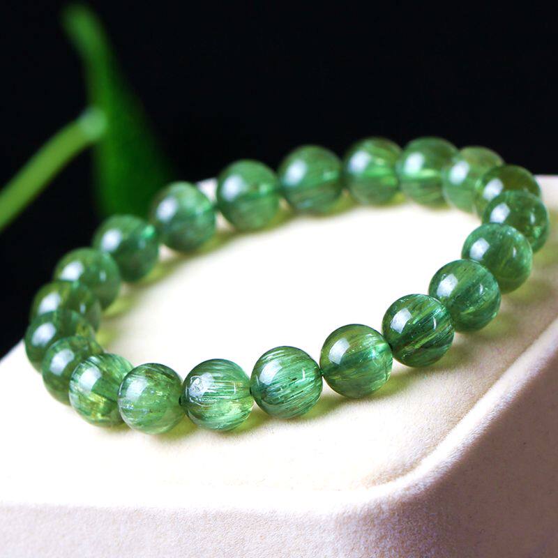 天然磷灰石手链绿色猫眼10毫米典藏品