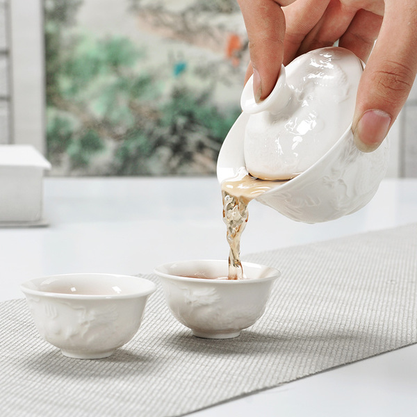 御纯 白瓷茶具3件装（1壶+2杯） ￥1.2包邮（大部分地区）