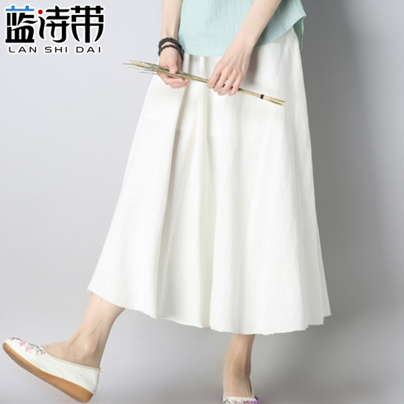 春夏棉麻半身裙中长款森女文艺范a字裙纯色百搭亚麻裙百褶裙子女|ruв категории Женская одежда, юбка - от Buy2taobao.com для оказания профессиональной услуги покупки агента Taobao