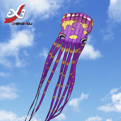 天际漫步者新款 紫色世界地图章鱼 30米章鱼 大型软体无骨架风筝