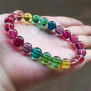 巴西碧玺手链女收藏级通透糖果彩虹碧玺手串旺夫纳斯碧玺手链女天然