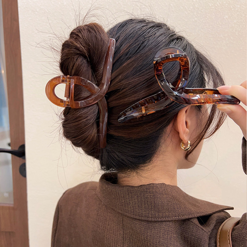 韩国升级版果冻色大号鲨鱼夹慵懒风气质后脑勺盘发抓夹子