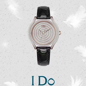 ido时尚高端腕表轻奢大钻盘 镜面真皮女士腕表礼物