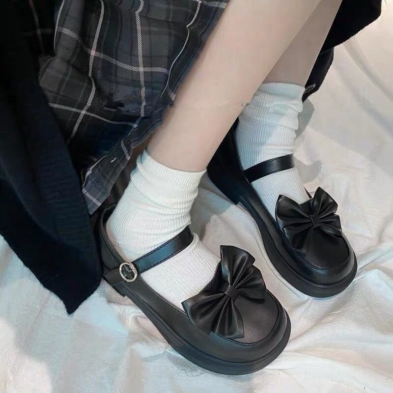 可爱圆头女鞋日系少女lolita小皮鞋学院风学生蝴蝶结jk制服单鞋子
